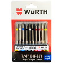 Wrth Bit-Sortiment 70 mm 1/4 Zoll mit Grtelclip 10-teilig 0614250010